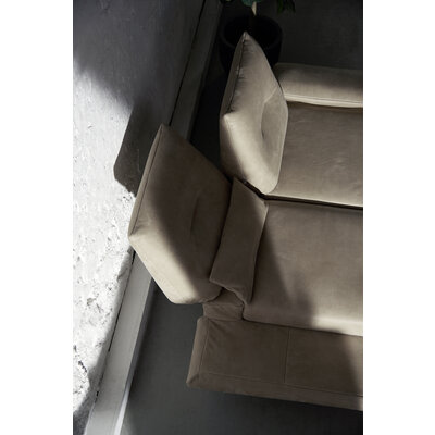 Sofa Lucero - 2,5-Sitzer inkl. Drehsitze und Armlehne/Rückenlehne und Sitztiefe verstellbar, Leder, Taupe