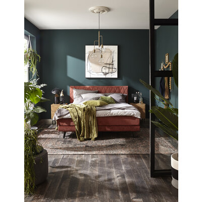 Boxspringbett Valencia - Liegefläche ca. 180x200 cm, Stoff, Kupfer