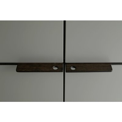 Drehtürenschrank Matera - BHT ca. 301x235x60 cm, Lack Matt, Muschelgrau, Griffe Coffee