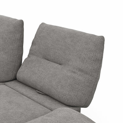 Ecksofa Lucero - Longchair mit 2-Sitzer rechts inkl. Rückenlehne/ Sitztiefe/ Armlehne verstellbar und Drehsitz, Stoff, Grau