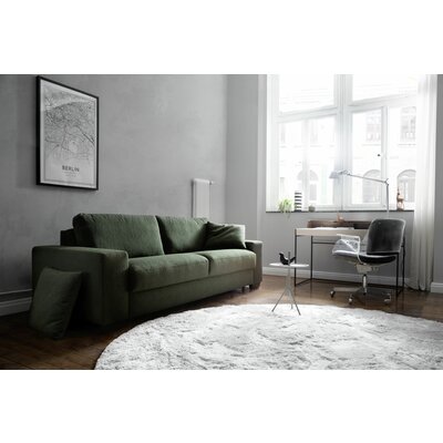 Sofa Nuoro - 3-Sitzer inkl. Schlaffunktion, Stoff, Olivgrün