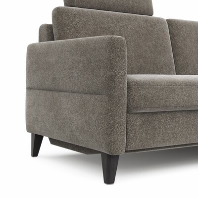Ecksofa Arima N - 2,5-Sitzer mit Longchair rechts inkl. Relaxfunktion und Kopfstütze motorisch, Stoff, Mocca