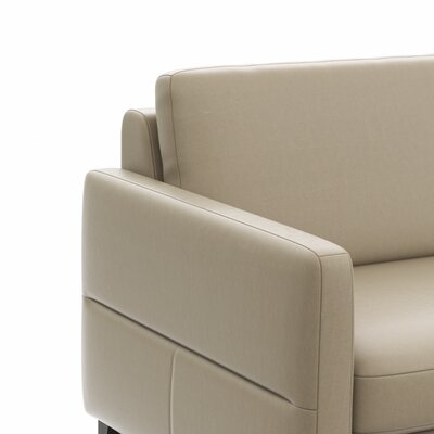 Ecksofa Arima N - 2,5-Sitzer mit Longchair rechts inkl. Kopfteil verstellbar, Leder, Champagner