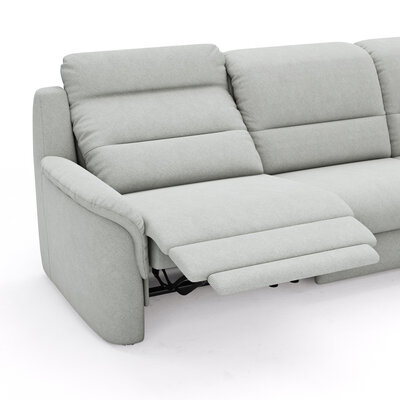 Ecksofa Cornella Plus - 2-Sitzer mit Ecke und Abschlussteil rechts inkl. Relaxfunktion (motorisch) und Kopfteilverstellung, Stoff, Hellgrau