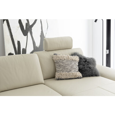 Ecksofa Collina - 2,5-Sitzer, Longchair rechts, inklusive Kopfstütze, Leder, Ecru