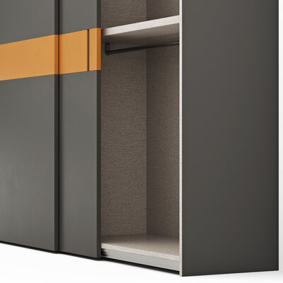 Schiebetürenschrank Loretto - B ca. 280 cm, Lack matt, Dunkelgrau
