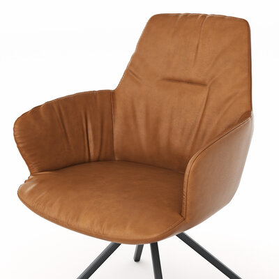 Armlehnstuhl Pegara - Leder, Cognac