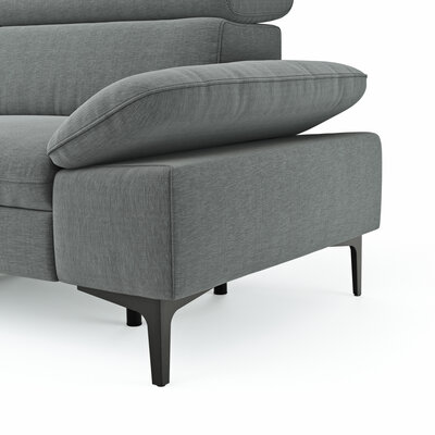 Ecksofa Felipa - Ecke links mit 2,5-Sitzer inkl. Armlehne verstellbar und Rückenlehne/Sitztiefe verstellbar (motorisch), Stoff, Grau