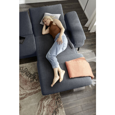 Ecksofa Gotera - 1,5-Sitzer med. + 1,5-Sitzer med. mit Longchair rechts inkl. Rückenlehne verstellbar, Stoff, Anthrazit