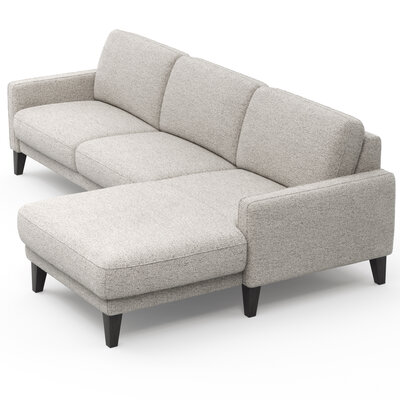 Ecksofa Matero - 2,5-Sitzer mit Longchair rechts, Stoff, Hellgrau
