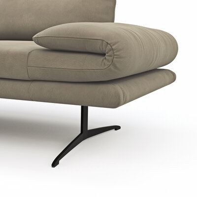 Ecksofa Lucero - Longchair mit 2-Sitzer rechts inkl. Rückenlehne/ Sitztiefe/ Armlehne verstellbar und Drehsitz, Leder, taupe
