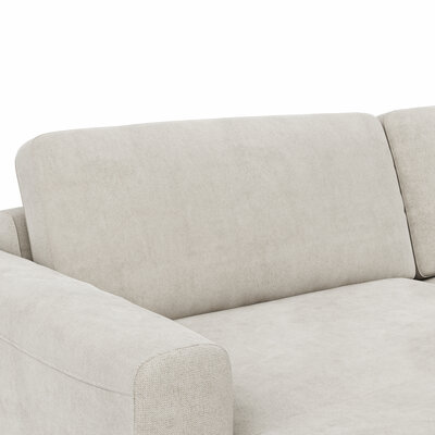 Wohnlandschaft Oviedo - Longchair links mit 2-Sitzer und Ecke rechts, Stoff, Natur