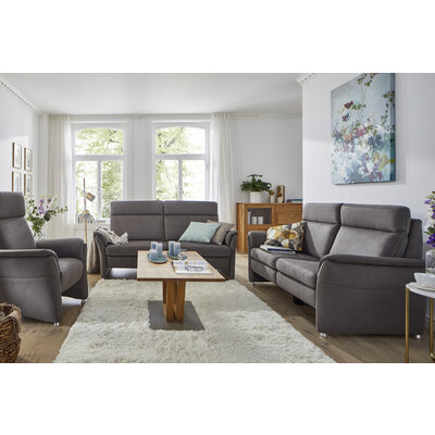 Sofa Arima H - 2-Sitzer inkl. Relaxfunktion (motorisch), Stoff, Dunkelbraun