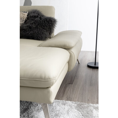 Ecksofa Collina - 2,5-Sitzer, Longchair rechts, inklusive Kopfstütze, Leder, Ecru