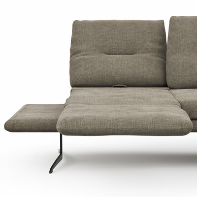 Ecksofa Lucero - 2-Sitzer mit Longchair rechts inkl. Rückenlehne/ Sitztiefe/ Armlehne verstellbar und Drehsitz, Stoff, Olivegrün