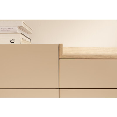 Sideboard Venzone - BHT ca. 234x54x40 cm, Lack, Pfirsich, Eiche