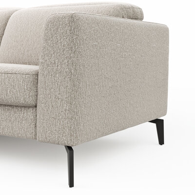 Ecksofa Rafaela 2.0 - Longchair mit 2,5-Sitzer rechts inkl. Sitzvorzug, Kopteilverstellung motorisch und Relaxfunktion motorisch im Longchair, Stoff, Champagner