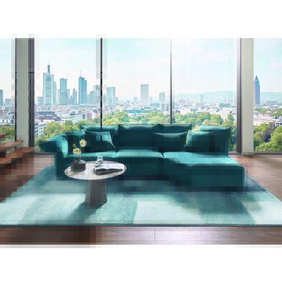 Ecksofa Motone - 2,5-Sitzer, Trapezsofa rechts, Stoff Türkis