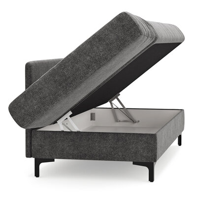 Schlafsofa Verano - Ausrichtung links inkl. Schlaffunktion und Bettkasten, Stoff, Dunkelgrau