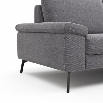 Ecksofa Enna - 3-Sitzer mit Ecke rechts, inkl. Sitzvorzug (motorisch), Stoff, Kiesel