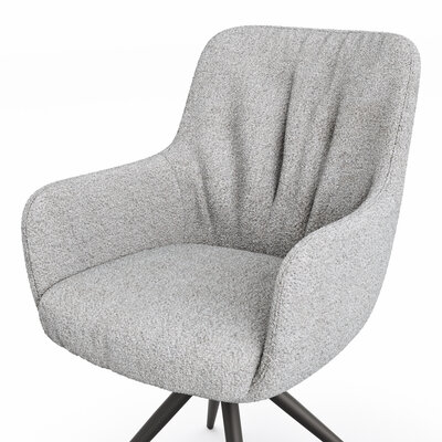 Armlehnstuhl Mis Legere - Boucle, Grau, Stativ, Anthrazit