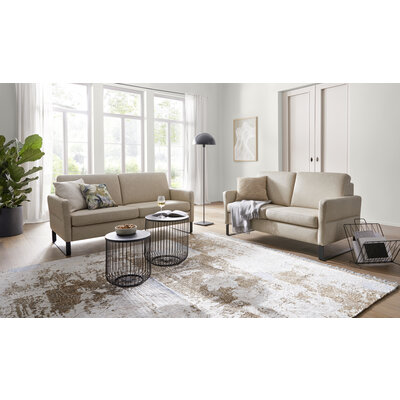 Sofa Arima N - 2-Sitzer inkl. Armlehne klappbar, Leder, Champagner