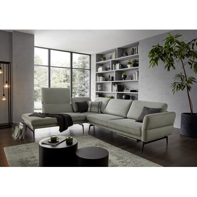 Ecksofa Estrela - Ecke links mit 2,5-Sitzer inkl. Rücken-/Armlehne verstellbar, Stoff, Schlammgrün