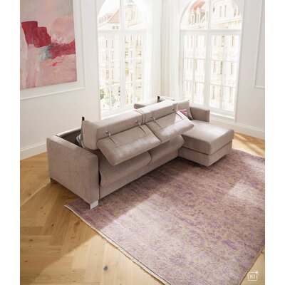 Ecksofa Lumaria Pro - 2,5-Sitzer mit Longchair rechts inkl. Schlaffunktion, Stoff, Hellgrau