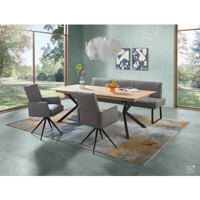Esstisch Vavona - LB ca. 220x100 cm, beidseitig ausziehbar, Asteiche massiv, Bianco