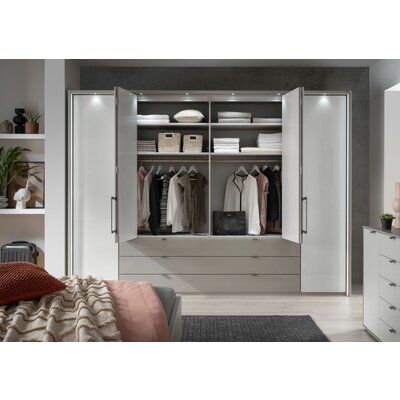 Drehtürenschrank Marbella - B. ca. 302cm, Korpus, Front Glas, Weiß