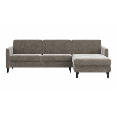 Ecksofa Arima N - 2,5-Sitzer mit Longchair rechts inkl. Kopfteil verstellbar, Stoff, Mocca 3028399