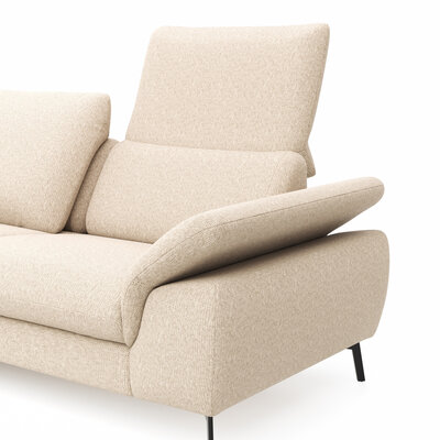 Ecksofa Gotera - Longchair links mit 1,5-Sitzer med. + 1,5-Sitzer med. rechts inkl. Rückenlehne verstellbar, Stoff, Creme