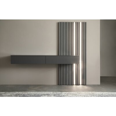 Highboard 3900 - Hängend mit Lamellen und Beleuchtung, Lack, Dunkelgrau 133138
