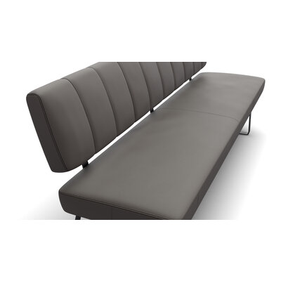 Polsterbank Carmelo - Breite ca. 203 cm, Leder, Steingrau