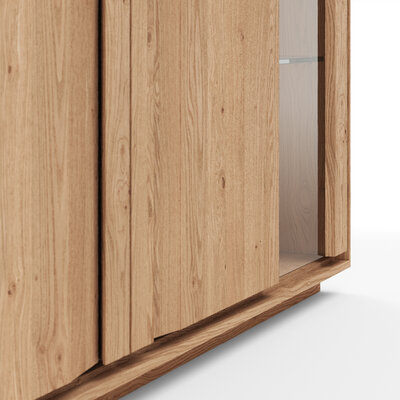 Highboard Due Viso - BHT ca. 153x135x40 cm , Wildeiche Roheffekt, geölt