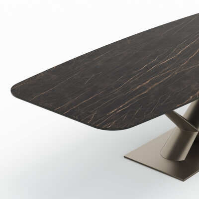 Esstisch Savona - LB ca. 280x100 cm, Fix, Keramik, Schwarz, Bootsform