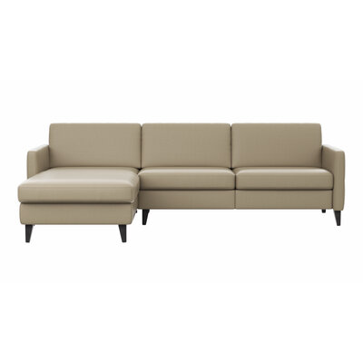 Ecksofa Arima N - Longchair mit 2,5-Sitzer rechts inkl. Kopfteil verstellbar, Leder, Champagner 1291429141