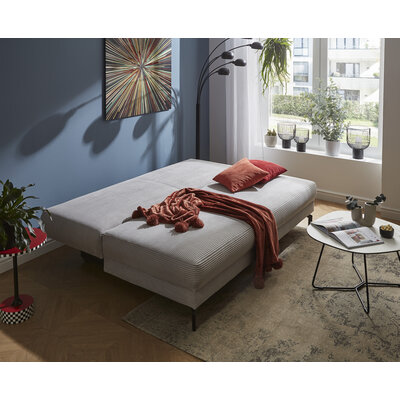 Schlafsofa Salema - 3-Sitzer mit Schlaffunktion (Liegefläche ca. 150x200cm), Stoff, Hellgrau