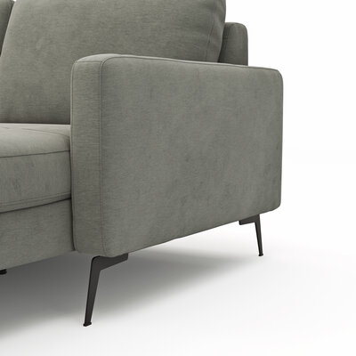 Wohnlandschaft Enna - Ecke links, 2,5-Sitzer, Longchair rechts, Stoff, Grau