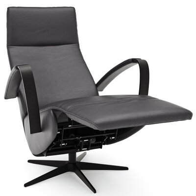 Relaxsessel Girona - Relaxfunktion (motorisch), Leder, Schwarz