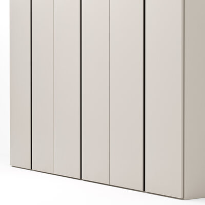 Drehtürenschrank Loretto - B ca. 280 cm, Gola, Lack matt, Perlmutt