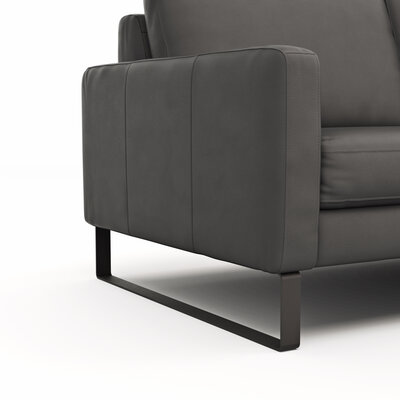Sofa Enna - 3-Sitzer, Leder, Anthrazit