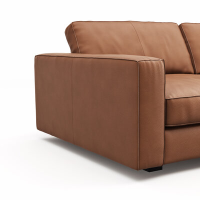 Sofa Aprino 2 - 3,5-Sitzer XL, Dickleder, Cognac, Armlehne Block schmal