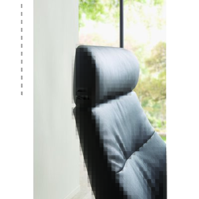 Relaxsessel Avina - Drehbar inkl. Rücken und Kopfteilverstellung, Leder, Schwarz, Holzschale Nußbaum