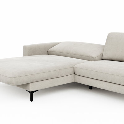 Ecksofa Oviedo - Longchair links mit 1,5-Sitzer inkl. Relaxfunktion (motorisch), Stoff, Natur