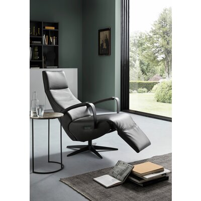 Relaxsessel Girona - Relaxfunktion (motorisch), Leder, Graphit