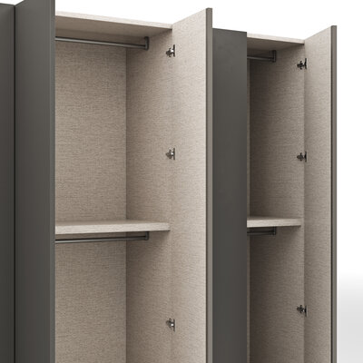 Drehtürenschrank Loretto - B ca. 280 cm, Lack matt, Anthrazit