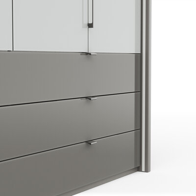 Drehtürenschrank Marbella - B. ca. 157cm, Korpus Melamin, Grau, Front Glas, Weiß