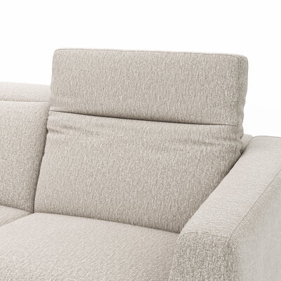 Ecksofa Rafaela 2.0 - Longchair mit 2,5-Sitzer rechts inkl. Kopfteilverstellung, Stoff, Champagner