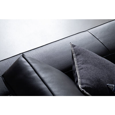 Sofa Aprino 1 - 4-Sitzer XXL, Leder, Schwarz, Armlehne Block